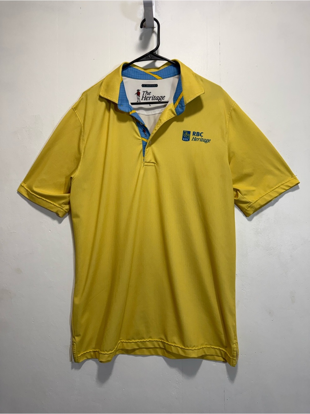 Official C. Defoor The Heritage Yellow PGA Golf Tournament Polo Mens Sz L Boeing